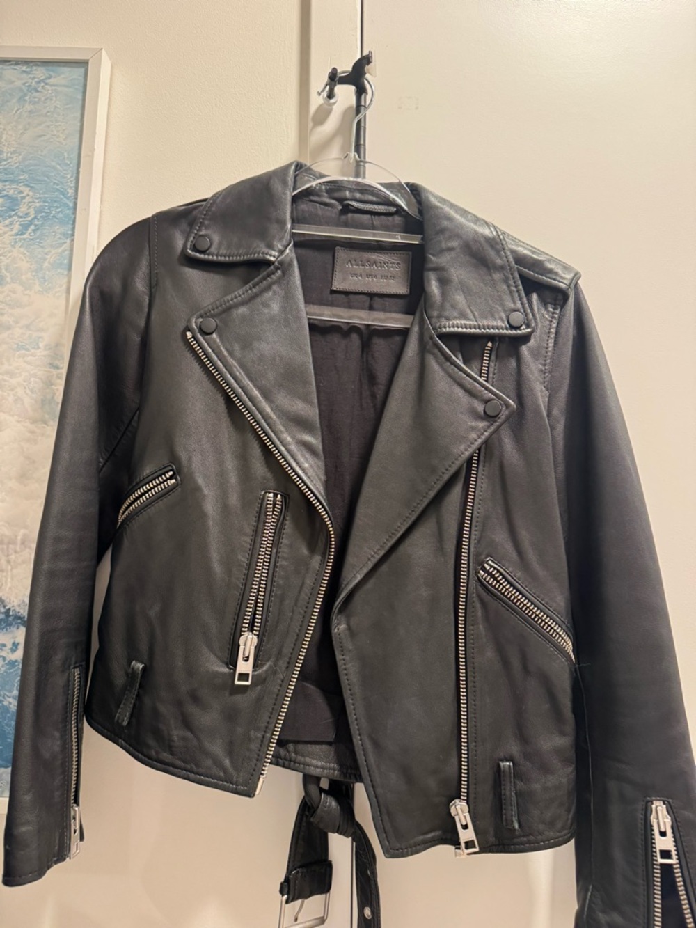 AllSaints Balfern Leather Jacket Black Moto Biker XXS US 0 - Picture 10 of 10